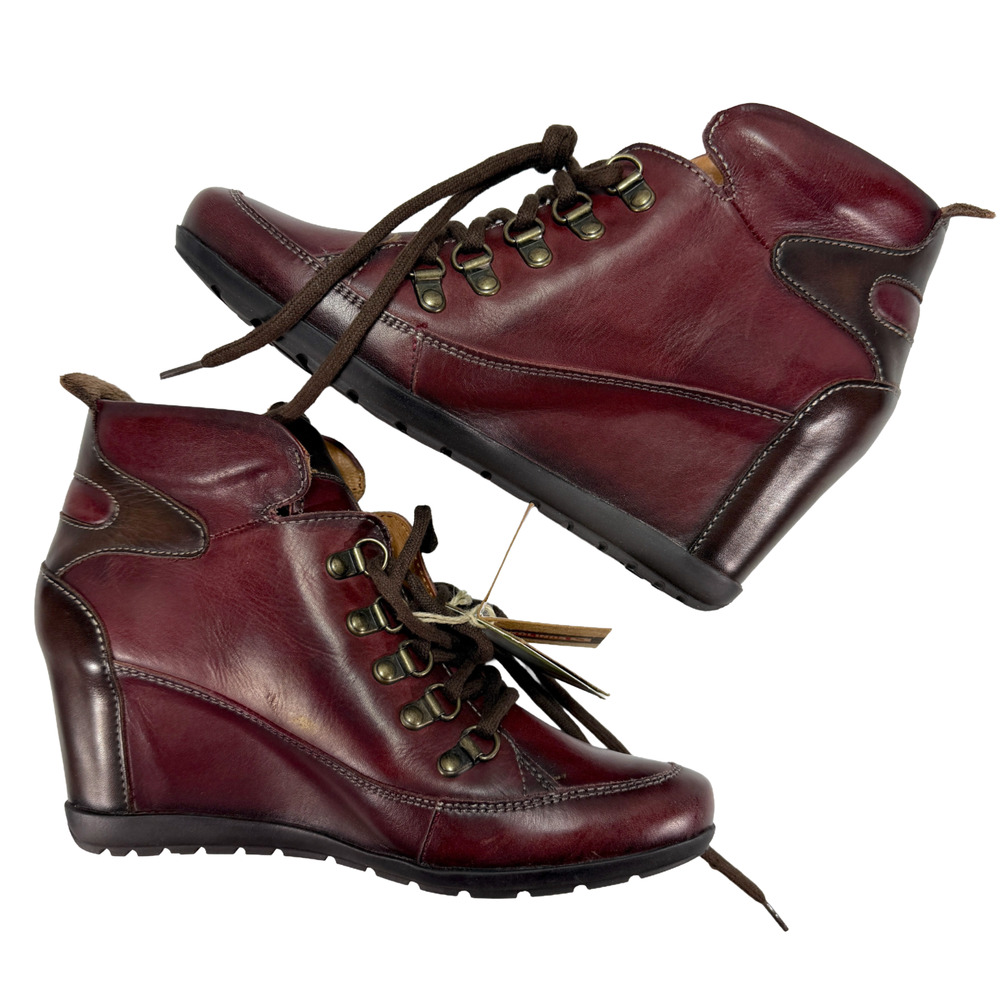 Pikolinos Olmo 890-9700 Womens Hidden Wedge Boots Wine Leather EU 39/US 8.5 NIB